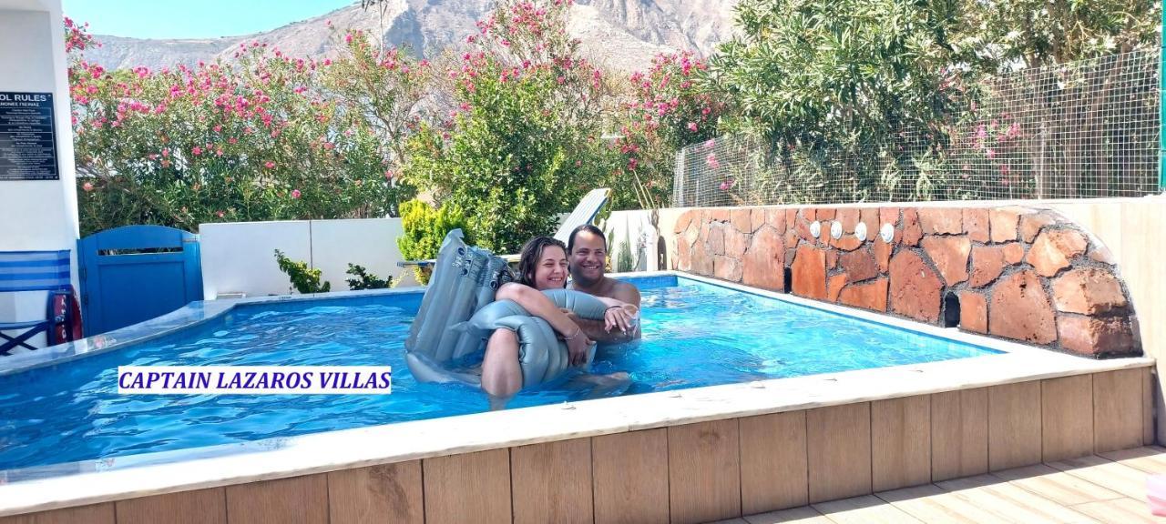Located By The Sea One Beachfront Private Captain Lazaros Pool Villa With Loft In 750Sqm Spacious Private Plot-Jacuzzi-Sunrelax-Furnished Terace-Gazebo-Private Parking,Sleep 3 Adults And 2 Children, Just Steps From The Black Beach-Seaview Perissa  Dış mekan fotoğraf