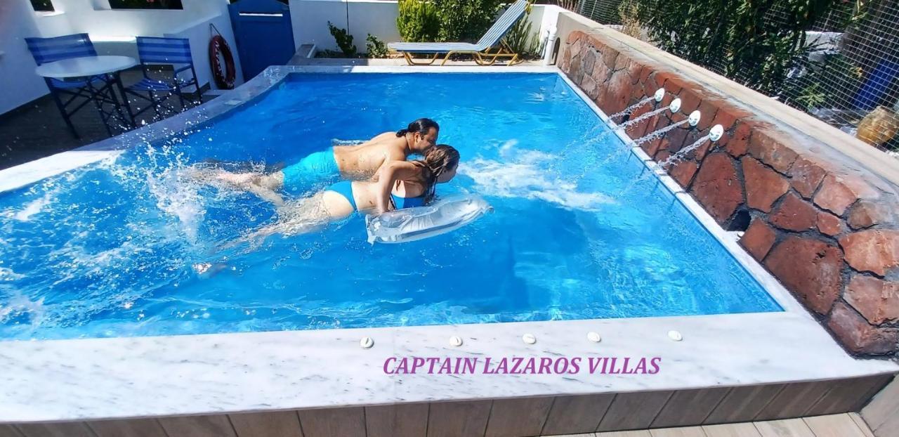 Located By The Sea One Beachfront Private Captain Lazaros Pool Villa With Loft In 750Sqm Spacious Private Plot-Jacuzzi-Sunrelax-Furnished Terace-Gazebo-Private Parking,Sleep 3 Adults And 2 Children, Just Steps From The Black Beach-Seaview Perissa  Dış mekan fotoğraf
